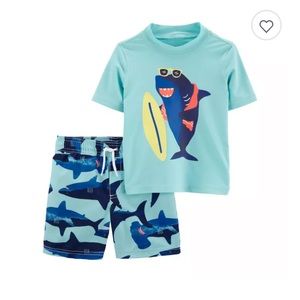 carter's® 2-Piece Surf Shark Rashguard Set in Blue